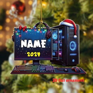 Custom Name Computer Programmer Laptop Code Personalized Ornament, Gaming Computer Ornament, Christmas Ornament, Flat 2D Ornament