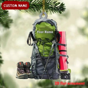 Personalized Hiking Bag Christmas 2D Flat Ornament ,Camping Lover Gift, Hiking Lover 2D Ornament
