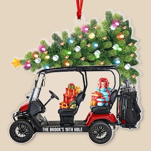 Personalized Golf Cart Christmas Ornament, Golf Car Shaped Acrylic Ornament, Golf Lovers Gifts, Golf Cart Ornament, Golf Clubs Ornament
