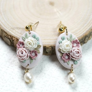 Spring Floral Polymer Clay Earrings, Clay Earrings, Floral Clay Earrings,Gift for Mother