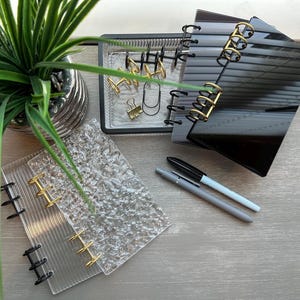 Pasta de acrílico pessoal A6, pasta para envelopes de dinheiro, carteira, pasta de 6 argolas, diário