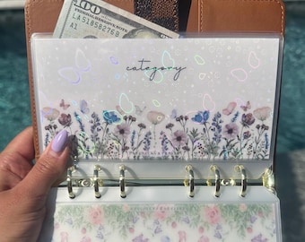 Holographic Custom Cash Envelope Inserts, Butterfly Spring Fields, A6 Personal | Cash Stuffing Envelope Category Placeholders, Dashboards