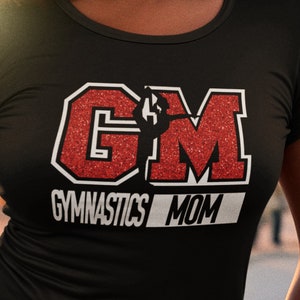 Glitter Gymnastics Mom Tee, Gymnast Mother Bling Apparel, Gymnastics Shirt, Proud Mom Tee