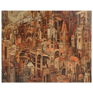Whimsical Village Jigsaw Puzzle: Mythic Cityscape, 110 or 1014 Piece