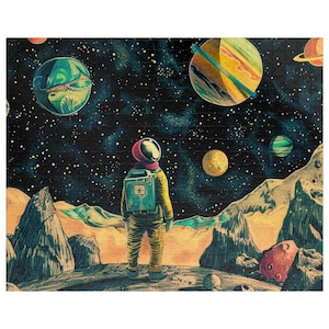 Space Rocket Planets Stars Jigsaw Puzzle - Fun Astronaut Jigsaw, Game for Kids and Adults, 250 Piece Puzzle, 500 Piece Puzzle, Space Puzzle.