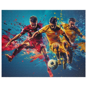 Jigsaw Puzzle Soccer Players Fight Over The Ball - Soccer player gift, Fun Activity Game, Soccer Sports Fans Gift, Soccer World Cup Puzzle.