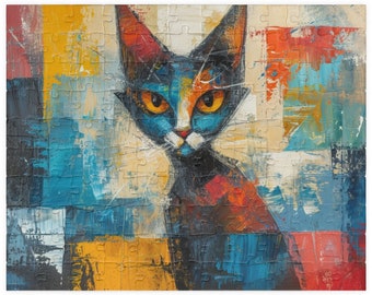 Abstract Cat Jigsaw Puzzle: Fun Family Activity, ChromaCanva Design (252-520-1014 pieces)
