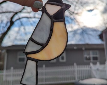 Stained Glass Chickadee Suncatcher