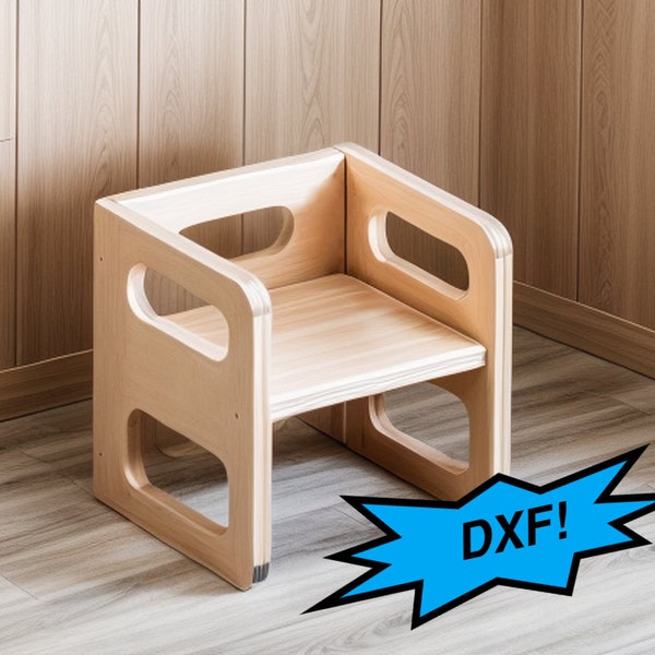 Montessori 2 height cube chair DXF design plans