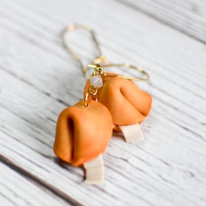Fortune Cookie Earrings, Lucky Earrings, Food Earrings, Fortune Cookie Art, Fortune Cookie Gift, Food Jewelry, Polymer Clay Fortune Cookie