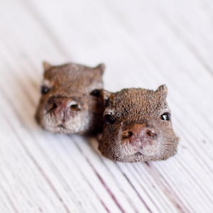 Capybara Ohrstecker, Capybara Gesicht, Capybara Ohrringe, Süßes Capybara, Ich liebe Capybaras, Polymer Clay Capyabara, Sculpted Capybara