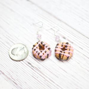 Donut Earrings, Frosted Donut, Donut Gift, Valentin's Day Donuts, Doughnut Earrings, Gift for Her, Heart Earrings,