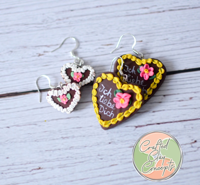 Made to Order LebkuchenHerz, Lebkuchenherzen, German Gingerbread Heart, Oktoberfest Heart Earrings