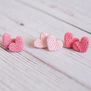 Cable Knit Heart Stud Earrings, Heart Sweater, Valentine Sweater, Sweater Earrings, Knit Earrings, Crochet Earrings, Fake Knit