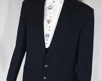 Vintage James Barry Wool Blazer | 70s 80s English Patch Pocket Jacket | Men’s & Unisex Black Wool Coat Size S–L | Retro Dark Academia