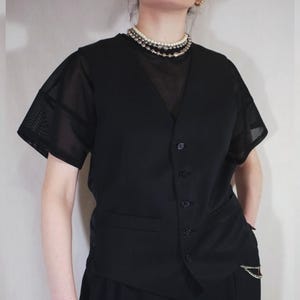 Classic Black Mens Vest by Ben Sherman. Vintage Gothic Bohemian Unisex Button Up Waistcoat, Satin Back, Dark Academia Wool Tuxedo Vest, L/XL