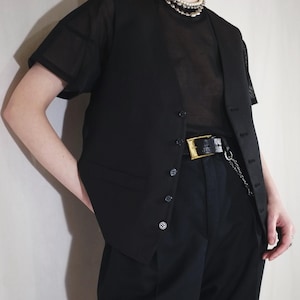 Classic Black Mens Vest by Ben Sherman. Vintage Gothic Bohemian Unisex Button Up Waistcoat, Satin Back, Dark Academia Wool Tuxedo Vest, L/XL