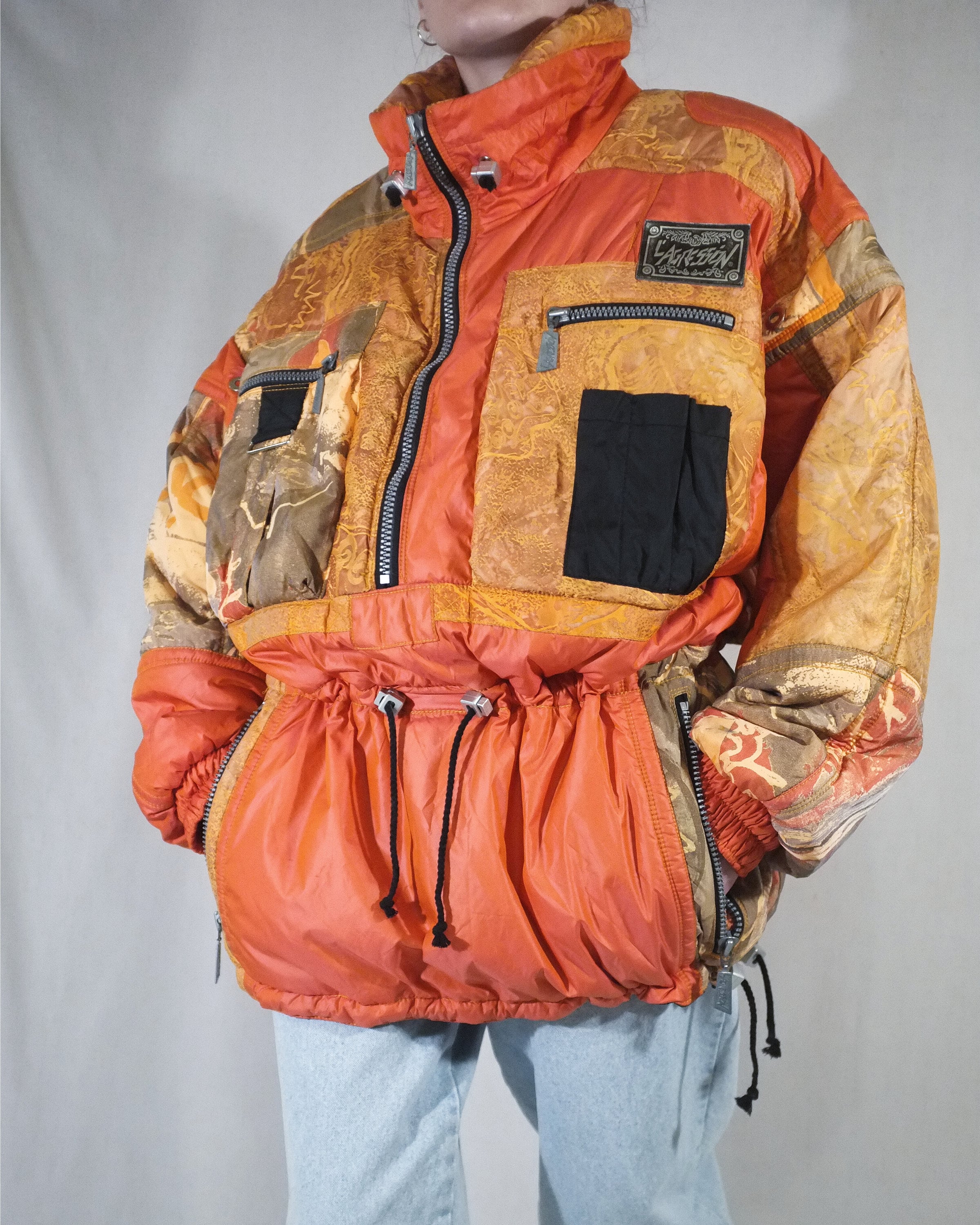 Vintage L'agression Unisex Ski Jacket • Y2K 90s Orange Retro