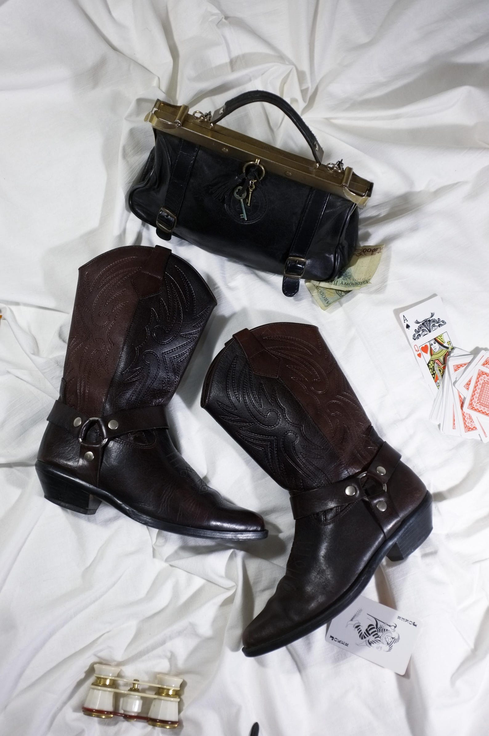 Women Mid Calf Boots Vintage Western Heels