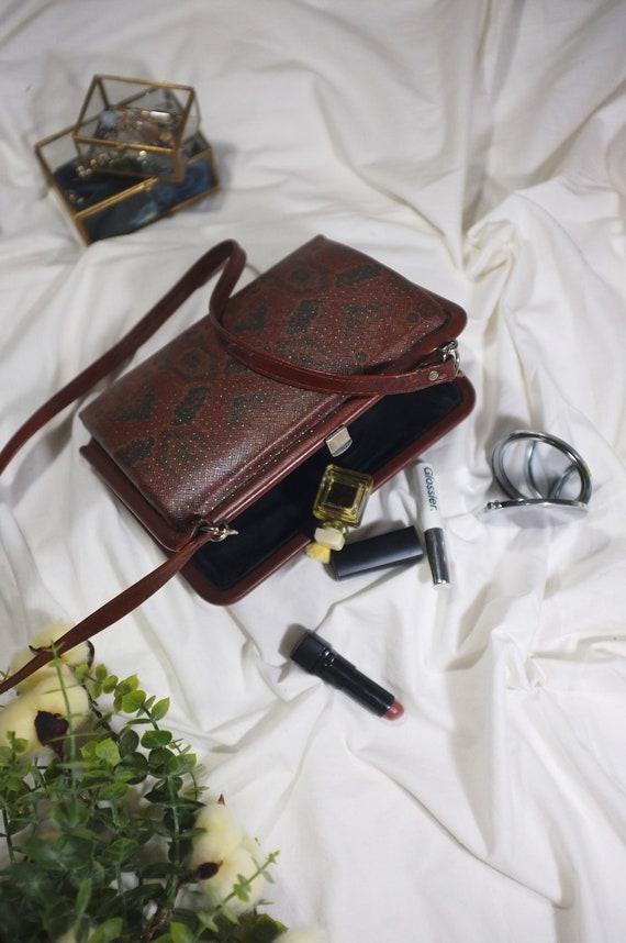 Bolso bandolera vintage de los años 80 con diseño de retícula para  Bolso de mano cruzado con base de Bolso de noche, Con