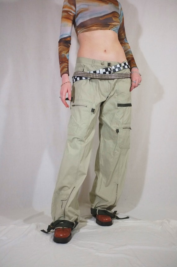Vintage 00s Cotton Cargo Pants by Bulldozer Sports. Y2k Gray Wide 