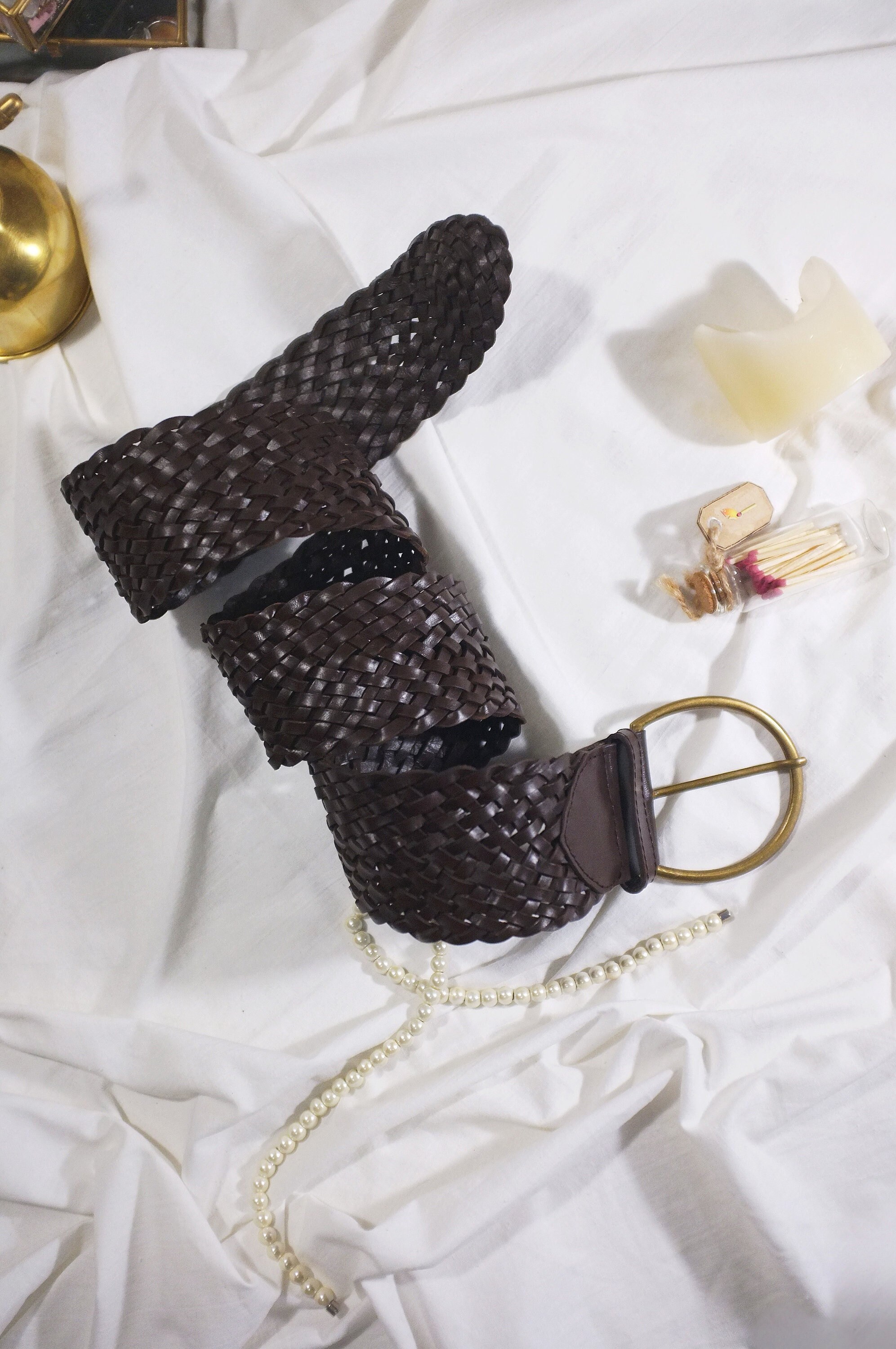 Vintage Y2K Wide Braided Brown Leather Belt, Boho Style - Etsy
