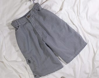 Szorty cargo w kratę w stylu vintage z lat 90.: unisexowe luźne szorty w kratkę, rozmiar M/L
