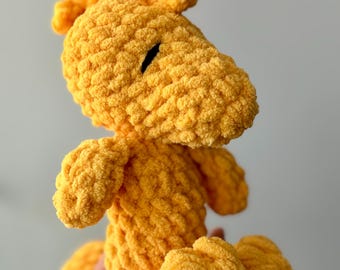 Pajarito de peluche de 10" Woodstock (Snoopy se vende por separado), juguete de peluche hecho a mano con crochet.