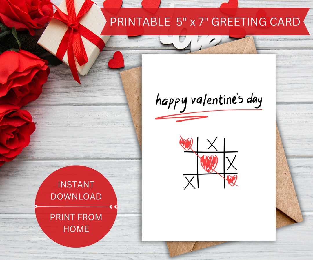 Happy Valentines Day Printable Card, Valentines Day Greeting Card ...