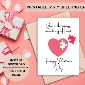 Happy Valentines Day Card, je bent het ontbrekende stuk van mijn hartkaart, afdrukbare Valentijnsdagkaart, Instant Download, Digitale Download