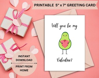 Will You Be My Valentine? Printable Card, Valentines Day Printable Card, Instant Download, Digital Download