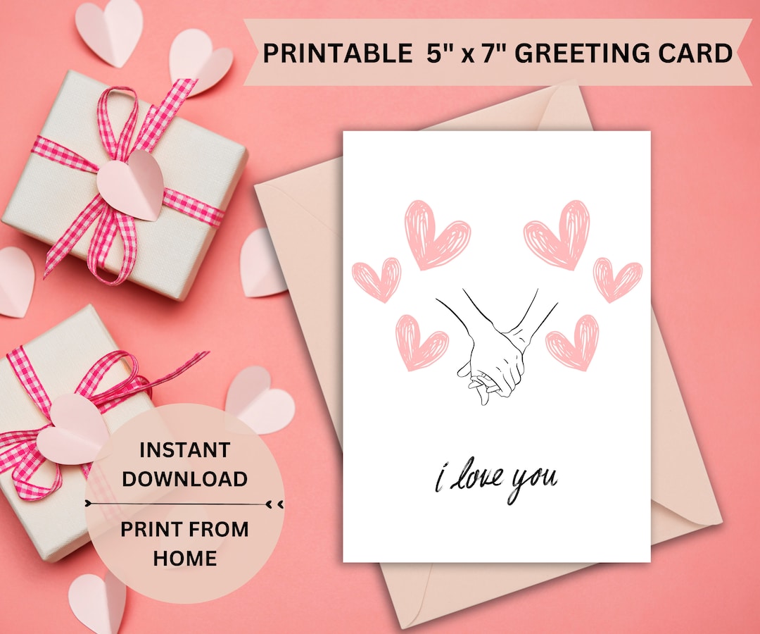 I Love You Printable Card, Valentines Day Card, Anniversary Card ...