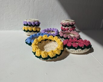 Tulip Jewelry Trinket Trays - HANDMADE Crochet Spring Jewelry tray