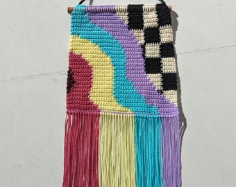 Disco Dreams Crochet Tapestry - HANDMADE tapestry art