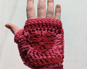 Fingerless Heart Gloves - HANDMADE Crochet item