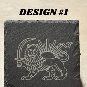 Posavasos cuadrados de pizarra negra hechos a mano – Diseños persas antiguos grabados a láser – Idea única para el hogar y un regalo