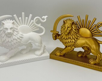 Shir O Khorshid - Lion and Sun Statue – Persian Heritage Symbol, 3D Printed Sculpture