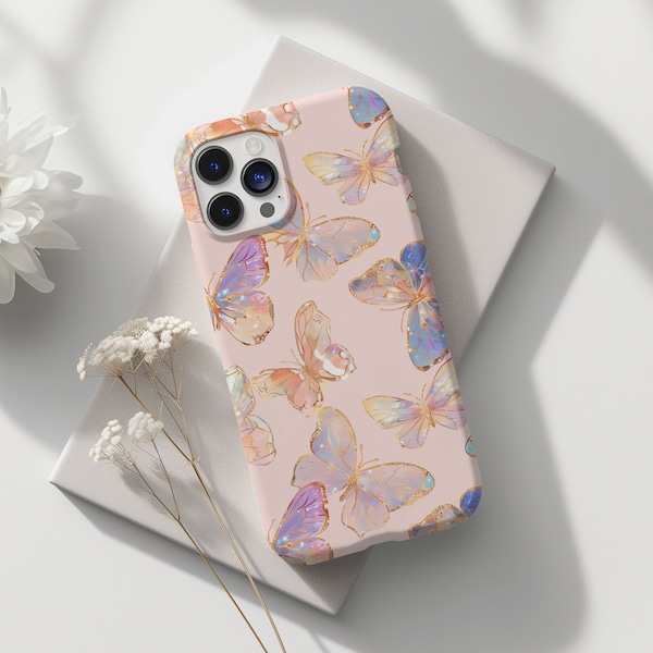 butterfly phone case iphone cover 15 14 13 12 11 mini pro max plus x xl xr XS 8 7 slim pastel color summer casing