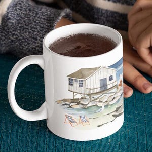 Eastern Seaboard Life Mug - Rugged Coast, Ocean Waves, Salty Air, Carolina for Days - Beautiful panoramic watercolor - Excellent Gift