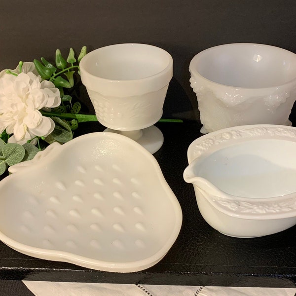 Assorted Vintage Milk Glass Pieces - Sold as set or individually