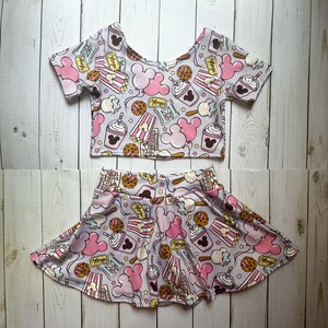 CUSTOM SET - Baby Crop Top - Skort - Tank Top - Biker Shorts - Parks - Princess - Mouse - Kitty