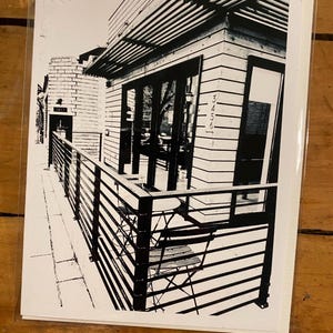 Arquitetura do centro de Denver, CO, cartão de felicitações em branco preto e branco com envelope/capa protetora (A2 — 4,25” x 5,5”)