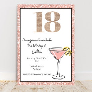 18th Birthday Party Invitation TEMPLATE. Instant download, customisable, printable OR digital invite.