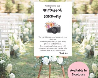 Unplugged ceremony sign for wedding signage no phones or devices