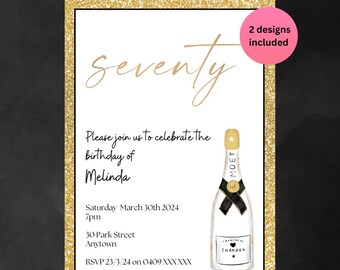 70th Birthday Party Invitation Instant download invitation for 70th Birthday