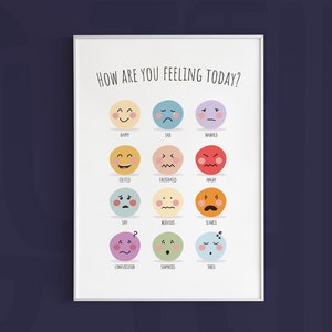 Gráfico de Rainbow Fellings, Impresión de emociones, Arte de pared imprimible, Aprendizaje de guardería, Impresiones para niños, Cartel educativo Montessori, Descarga digital,