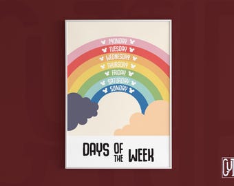 Rainbow Days of the Week Poster: Mickey Mouse Classroom Decor (Digital Download)