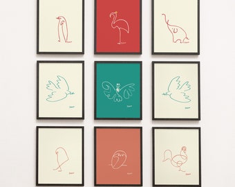 24 種類の動物の絵から 12 種類をお選びください。ピカソ ライン