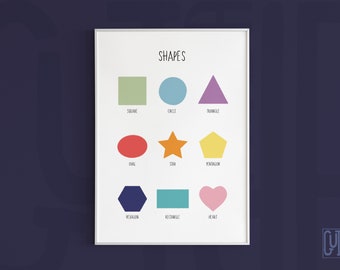 Geometric Shapes Print: Rainbow Educational Poster (Digital Download)