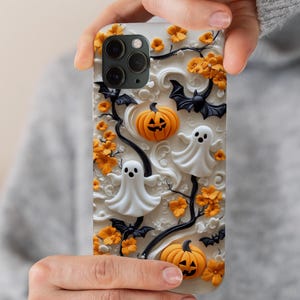 Ghost Halloween Phone Case Cute Ghosts Adorable Fall Autumn Casper Jack-o-lanterns Collage Trendy iPhone 17 16 15 14 13 Samsung bild 6